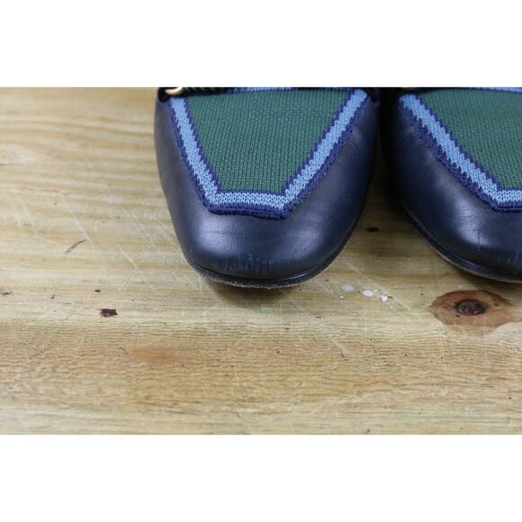 Tory Burch Loafers Women 7 M Blue Leather Green Rhinestone Jessa Horse Bit Flats - Picture 10 of 10